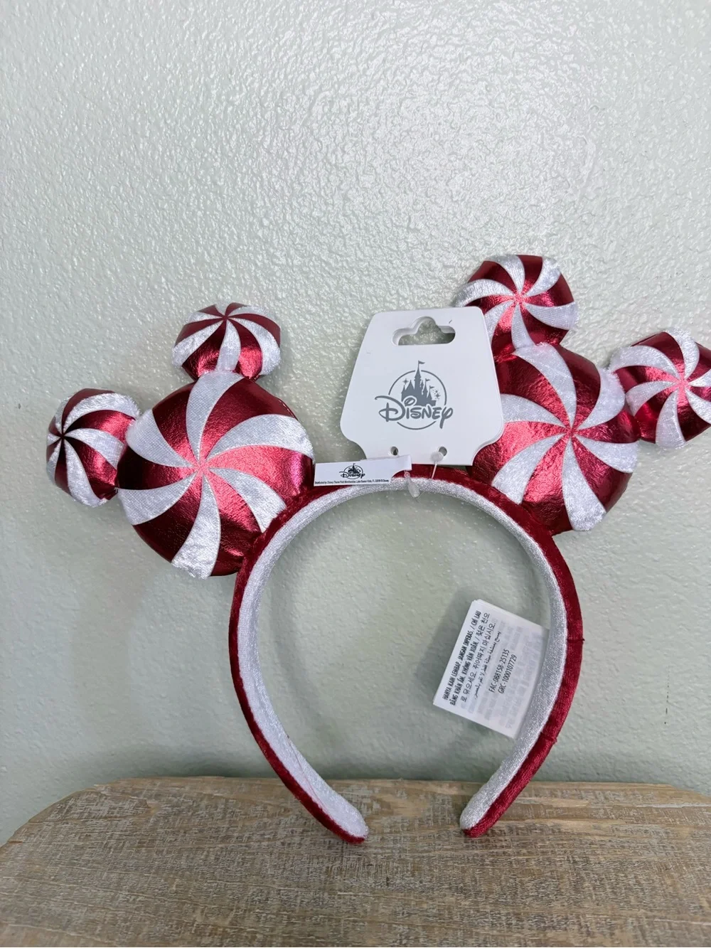NWT Disney Parks Holiday Peppermint Swirl Mickey Ear Headband Size OS